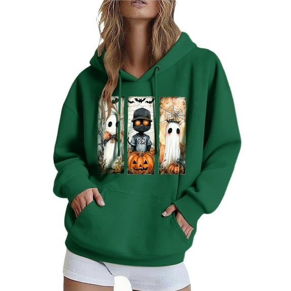 Craaazy Hoodies For Women Long Sleeve Hooded Sweatshirt Halloween Running Hooded Drawstring Tops With Pockets Gifts For Women