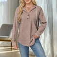 thumbnail image 1 of Craaazy Hoodies for Women Casual V-Neck Long Sleeve Shirts Stripe Color Drawstring Button Top Gifts, 1 of 6