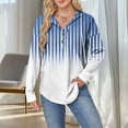 thumbnail image 1 of Craaazy Hoodies for Women Casual V-Neck Long Sleeve Shirts Stripe Color Drawstring Button Top Gifts, 1 of 6