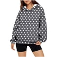 thumbnail image 1 of Craaazy Hoodies for Women Long Sleeve Loose Sweatshirts Striped Polka Dot Print Pocket Pullover Tops Gifts, 1 of 4