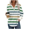 thumbnail image 1 of Craaazy Hoodies for Women Striped Printed Drawstring Long Sleeve Button V Neck Casual Shirts Gifts, 1 of 5