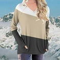 thumbnail image 1 of Craaazy Long Sleeve Loose T-shirt for Women V Neck Tops Color Block Casual Fall Fashion Loose Shirts Tees Gifts, 1 of 5