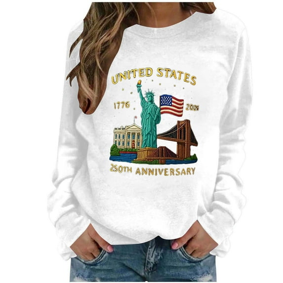 Craaazy Long Sleeve Shirts For Women Casual Solid Color Crewneck Sweatshirts Fashion Printed Shirt Pullover Casual Sweatshirts Gifts For Women