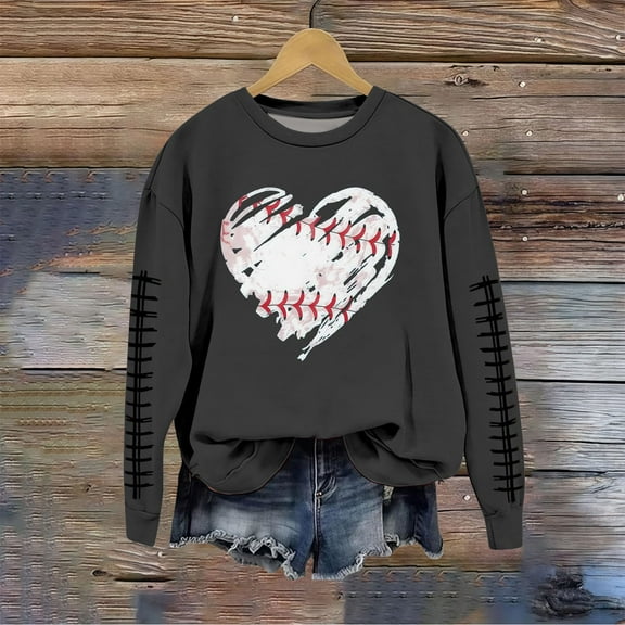 Craaazy Long Sleeve Shirts For Women Casual Solid Color Crewneck Sweatshirts Rugby Printed Shirt Pullover Sweatshirts Gifts For Women