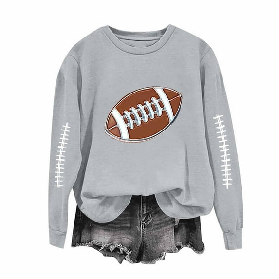 Craaazy Long Sleeve Shirts For Women Casual Solid Color Crewneck Sweatshirts Rugby Printed Shirt Pullover Sweatshirts Gifts For Women