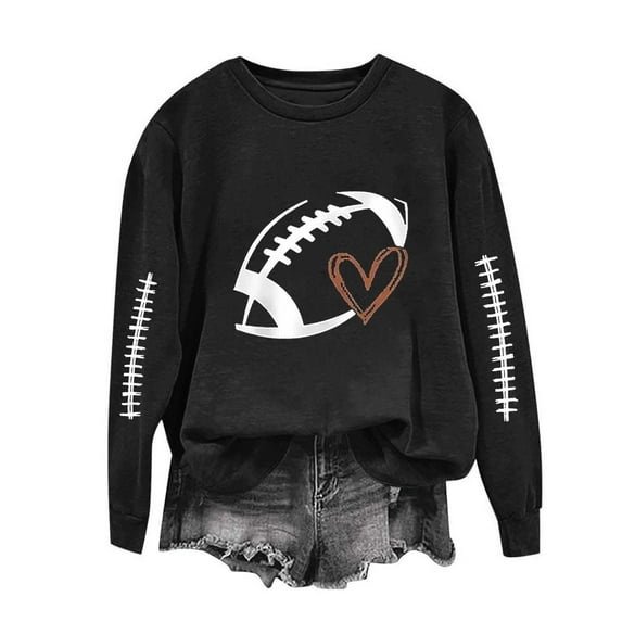 Craaazy Long Sleeve Shirts For Women Casual Solid Color Crewneck Sweatshirts Rugby Printed Shirt Pullover Sweatshirts Gifts For Women