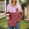 thumbnail image 1 of Craaazy Long Sleeve Shirts For Women Color Blocking Printing Blouses Long Sleeve Tops Button V-Neck Pullover Pocket Sweatshirts Gifts, 1 of 7