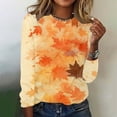 thumbnail image 1 of Craaazy Long Sleeve Shirts for Women Casual Crewneck Pullover Blouse Vintage Maple Leaf Print Loose Tops Gifts, 1 of 4