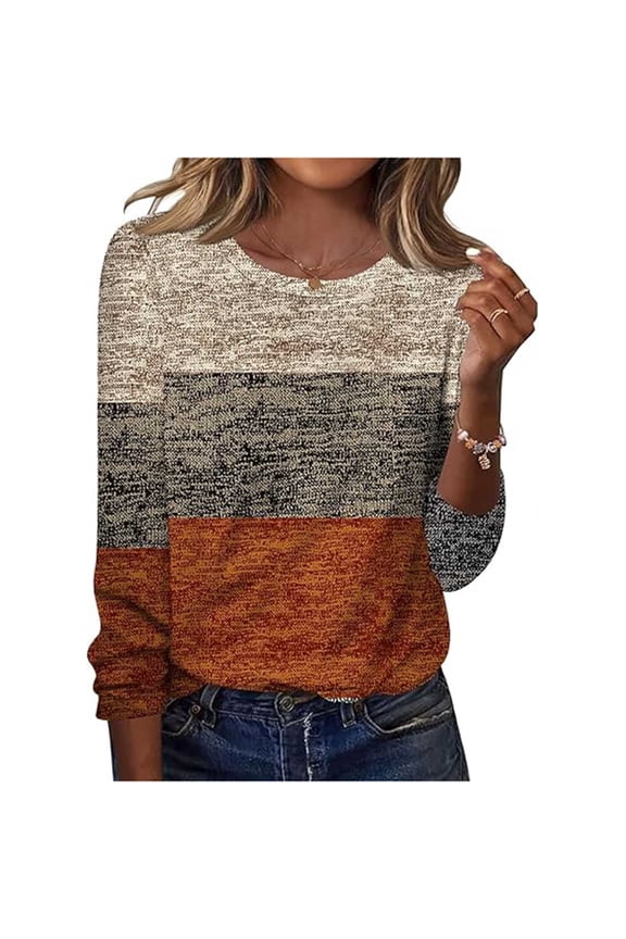 Long Sleeve Shirts for Women Casual Crewneck Pullover Blouse Vintage Maple Leaf Print Loose Tops Gifts