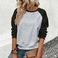 thumbnail image 1 of Craaazy Long Sleeve Shirts for Women Color Block Casual Tops Crewneck Basic T-Shirts Gifts, 1 of 5