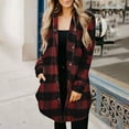 thumbnail image 1 of Craaazy Long Sleeve Shirts for Women Plaid Printed Tops Turn-down Collar Cardigan Coat with Pockets Gifts for Women, 1 of 6