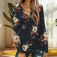 thumbnail image 1 of Craaazy Long Sleeve Shirts for Women Trendy Printed V Neck Long Sleeve Pullover Tops Flower Graphic Striped Shirt Gifts, 1 of 5