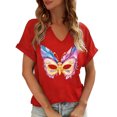 thumbnail image 1 of Craaazy Mardi Gras Shirts for Women Short Sleeve Casual Carnival Printed V-neck T-shirts Gifts, 1 of 6