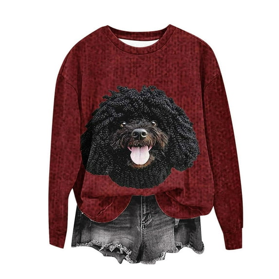 Craaazy Christmas Sweatshirts for Women Long Sleeve Sweatshirt Cute Santa Sweater Funny 3D Digital Print Xmas Pullover Tops Crew Neck Sweaters Womens Shirts