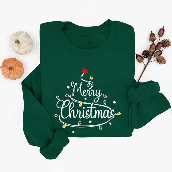 Craaazy Merry Christmas Shirt for Women Christmas Printed Crewneck Pullover Sweatshirts Funny Xmas Fashion Holiday Tops Gifts For Women