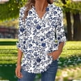 thumbnail image 1 of Craaazy Oversized Tshirts For Women Casual Printed V Neck Long Sleeve Shirt Floral Printed Top With Buttons Gifts, 1 of 8