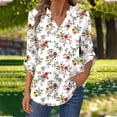 thumbnail image 1 of Craaazy Oversized Tshirts For Women Casual Printed V Neck Long Sleeve Shirt Floral Printed Top With Buttons Gifts, 1 of 8