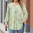 thumbnail image 1 of Craaazy Plus Size Clothes For Women Gradient Color Pleated T-shirt Long Sleeve Round Neck Home Casual Tops Dots Floral Pattern Shirts Gifts For Women, 1 of 6