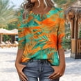 thumbnail image 1 of Craaazy Retro Floral Print Summer Blouse for Women 3/4 Length Sleeve Womens Tops Casual Button Henley Shirts Loose Fit, 1 of 7