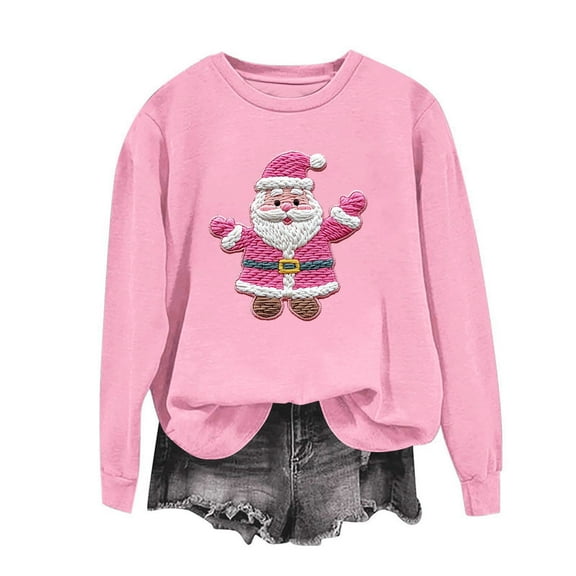 Craaazy Santa Christmas Graphic Sweatshirt Long Sleeve Xmas Pullover Shirt Gifts