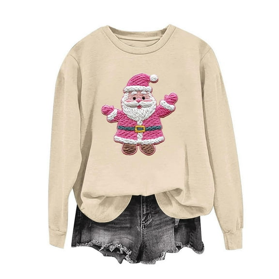 Craaazy Santa Christmas Graphic Sweatshirt Long Sleeve Xmas Pullover Shirt Gifts