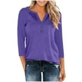 thumbnail image 1 of Craaazy Shirts For Women Button V-neck 3/4 Sleeve Tunic Blouses Gifts For Women, 1 of 9