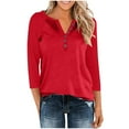thumbnail image 1 of Craaazy Shirts For Women Button V-neck 3/4 Sleeve Tunic Blouses Gifts For Women, 1 of 9