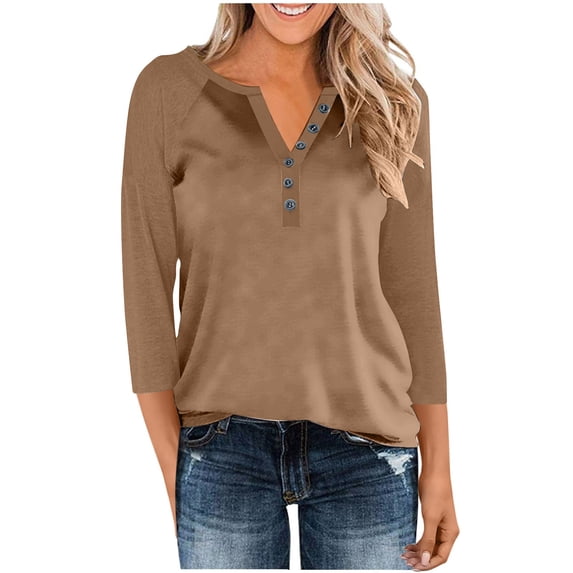 Craaazy Shirts For Women Button V-neck 3/4 Sleeve Tunic Blouses Gifts For Women