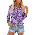 thumbnail image 1 of Craaazy Shirts For Women Button V-neck 3/4 Sleeve Tunic Blouses Gifts For Women, 1 of 6