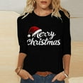 thumbnail image 1 of Craaazy Shirts For Women Christmas Printed Loose Crew Neck Snowflake Pattern Print Tops Casual 3/4 Sleeved Fashionable Sweatshirt Gifts For Women, 1 of 5