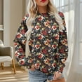thumbnail image 1 of Craaazy Shirts For Women Crewneck Long Sleeve Pullover Floral Print Sweatshirt for Women Casual Pleat Tops Gifts For Women, 1 of 5