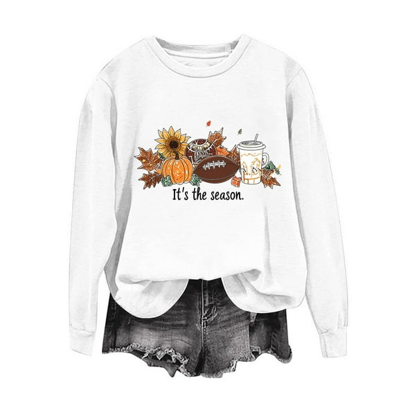Craaazy Shirts For Women Thanksgiving Printed Loose Round Neck Tops Casual Long Sleeved Sweatshirt Gifts For Women