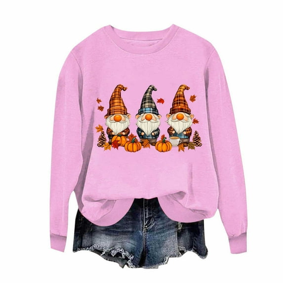 Craaazy Shirts For Women Thanksgiving Printed Loose Round Neck Tops Casual Long Sleeved Sweatshirt Gifts For Women