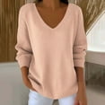 thumbnail image 1 of Craaazy Shirts For Women V-neck Casual Striped Fabric Long-sleeve Sweatshirt Solid Color Tops Gifts, 1 of 7