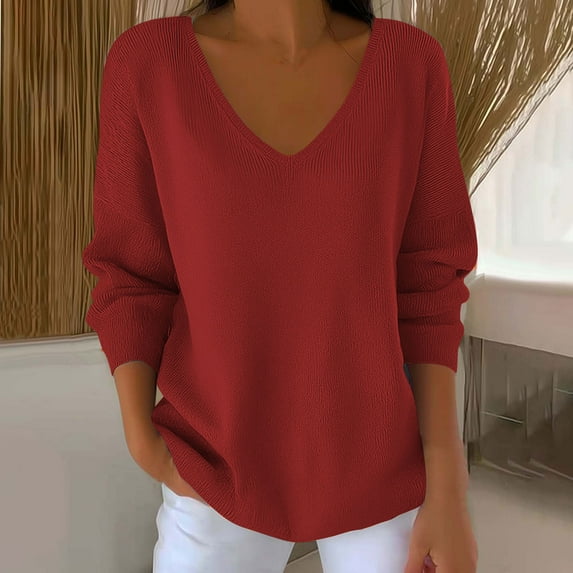 Craaazy Shirts For Women V-neck Casual Striped Fabric Long-sleeve Sweatshirt Solid Color Tops Gifts