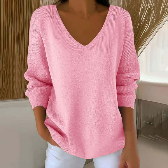 Craaazy Shirts For Women V-neck Casual Striped Fabric Long-sleeve Sweatshirt Solid Color Tops Gifts