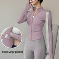 thumbnail image 1 of Craaazy Shirts For Women High Elastic Sports Jacket Standing Collar Slim Zip Up Yoga Top Womens Long Sleeved Standing Collar Top Shirt with Thumb Holes Gifts, 1 of 3