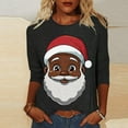 thumbnail image 1 of Craaazy Shirts for Women Christmas Print 3/4 Sleeve Holiday Loose Tops Gifts, 1 of 5