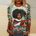 thumbnail image 1 of Craaazy Shirts for Women Christmas Print 3/4 Sleeve Holiday Loose Tops Gifts, 1 of 5
