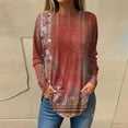 thumbnail image 1 of Craaazy Shirts for Women Crewneck Long Sleeve Pullover Cute Floral Print Lose Fit Blouses Gifts for Women, 1 of 5
