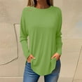 thumbnail image 1 of Craaazy Shirts for Women Crewneck Long Sleeve Pullover Solid Color Lose Fit Blouses Gifts for Women, 1 of 5