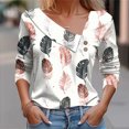thumbnail image 1 of Craaazy Shirts for Women V Neck 3/4 Sleeve Button Blouses Fashion Print Lapel Womens Shirts Gifts for Women, 1 of 5