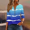 thumbnail image 1 of Craaazy Shirts for Women V-neck Zipper Tunics Tops Bohemian Style Floral Printed Long Sleeve Blouse Gifts, 1 of 5