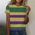 thumbnail image 1 of Craaazy Short Sleeve Sweatshirts for Women Loose Fit Mardi Gras Shirts Gifts, 1 of 6