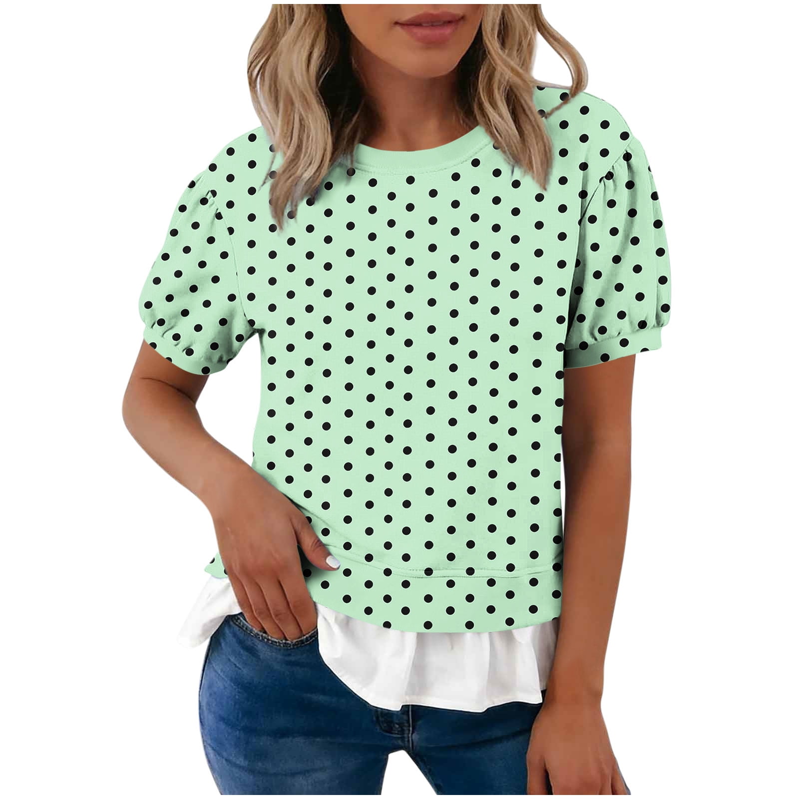 Craaazy Short Sleeve Tops for Women Short Sleeve Loose Fit Crew Neck ...