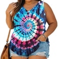 thumbnail image 1 of Craaazy Sleeveless Tank Tops for Women Plus Size Loose Fit V Neck Spiral Tie Dye Print Casual Soft Blouse for Women Spring Summer Beach Daily Workout Wear, 1 of 7