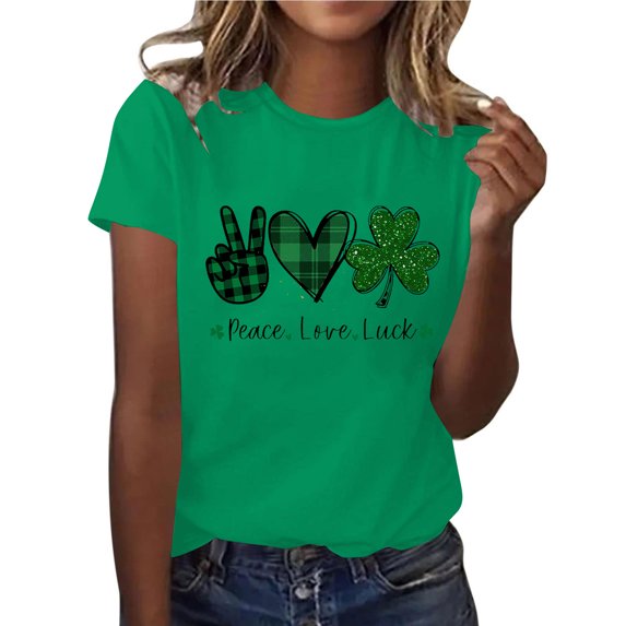 Craaazy St. Patrick's Day Printed Athletic Shirts for Women Short Sleeve Round Neck T-shirts Gifts
