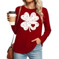 thumbnail image 1 of Craaazy St Patricks Day Shirts Women's Long Sleeve Round Neck Shamrock Tops Gifts, 1 of 5