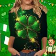 thumbnail image 1 of Craaazy St Patricks Day Shirts Womens Casual Crew Neck 3/4 Sleeve Green-themed Loose Tops Gifts, 1 of 6
