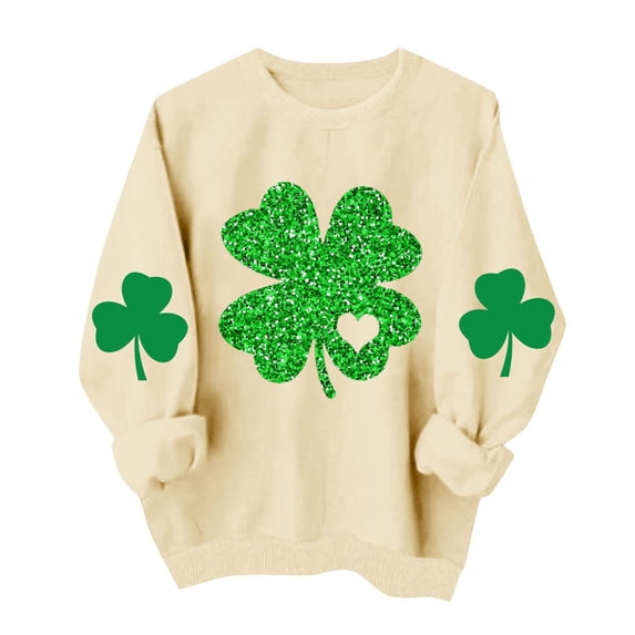 Craaazy St Patricks Day Tops for Women Shamrock Loose Long Sleeve Round Neck Spring Summer Clothes Gifts